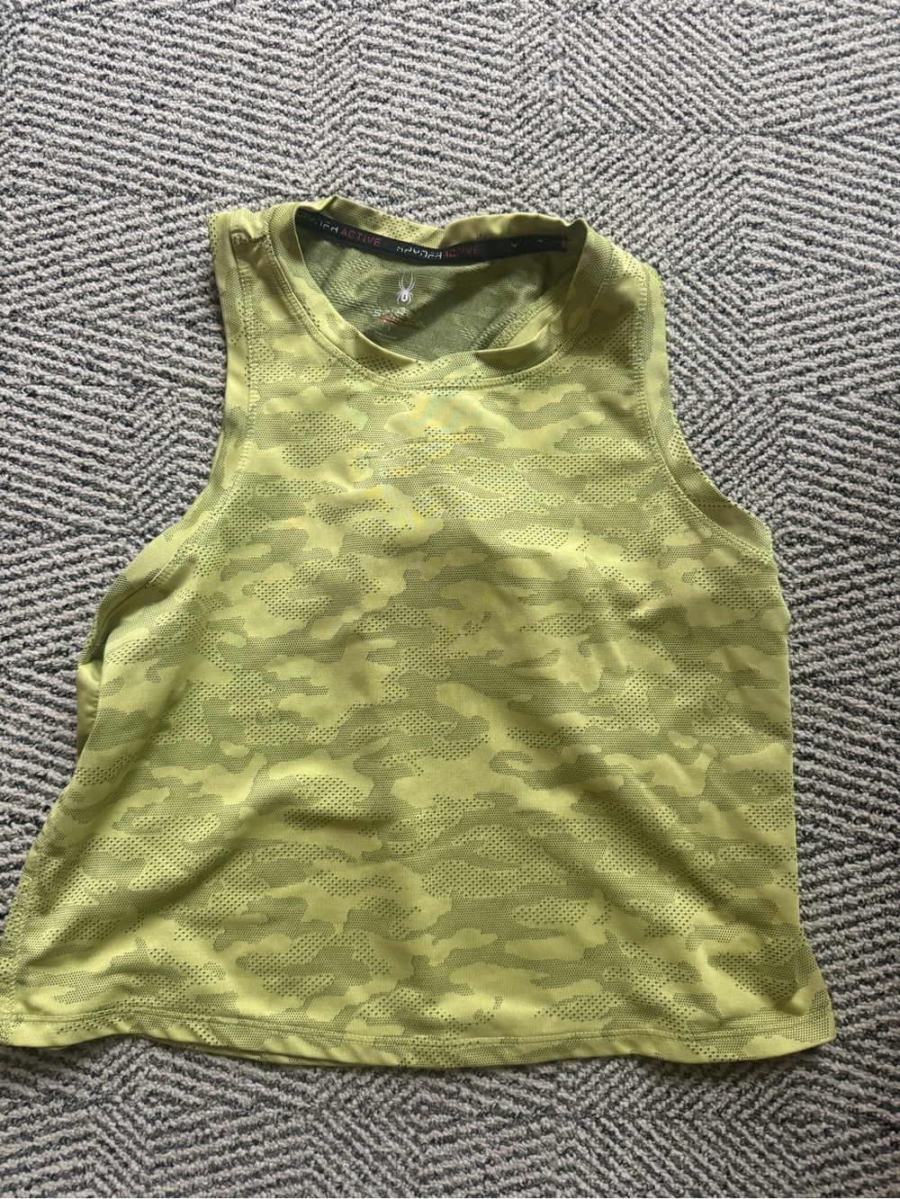 Spyder Neon Green Camo Active Mesh Performance Tank Size Small